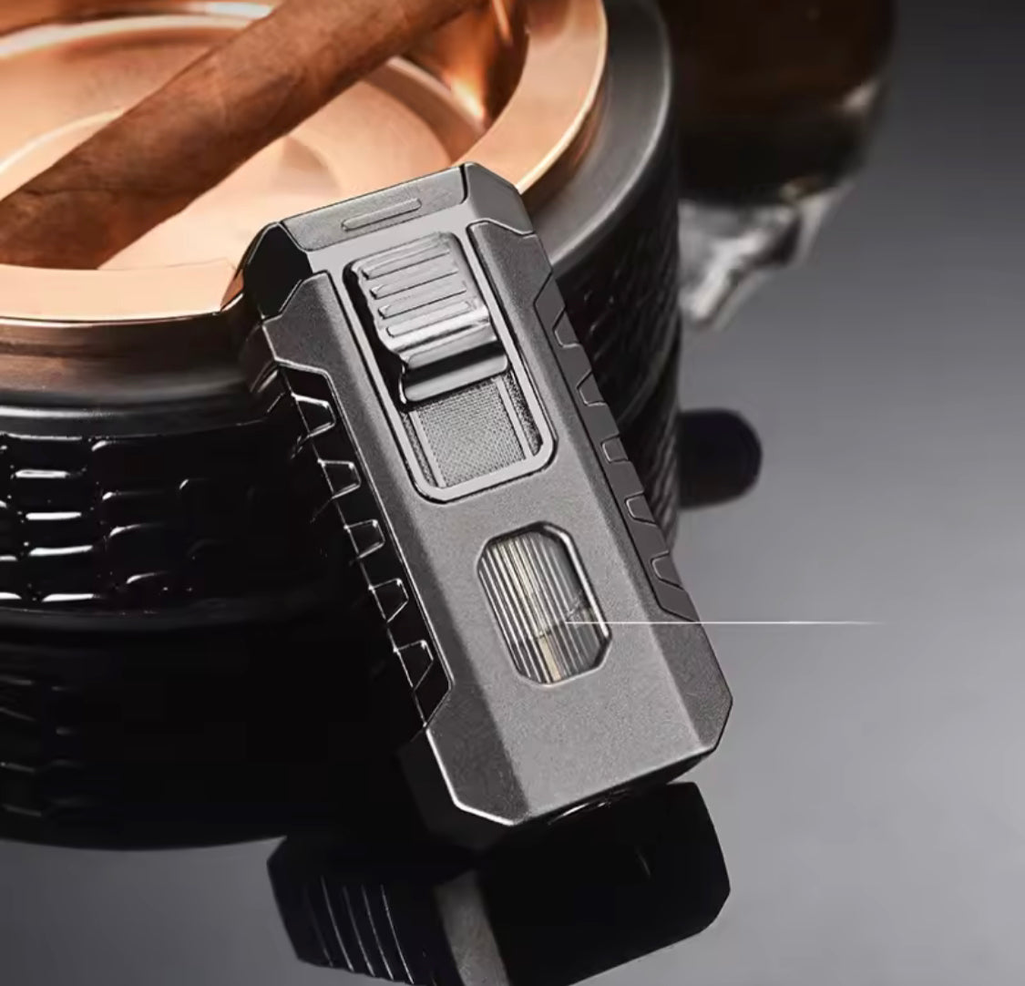 Three Flame Butane Gas Lighter, Refillable Fancy Jetflame Cigar Lighter, Wind Proof Smoking Gadget Three Flame Butane Gas Lighter, Refillable Fancy Jetflame Cigar Lighter, Wind Proof Smoking Gadget